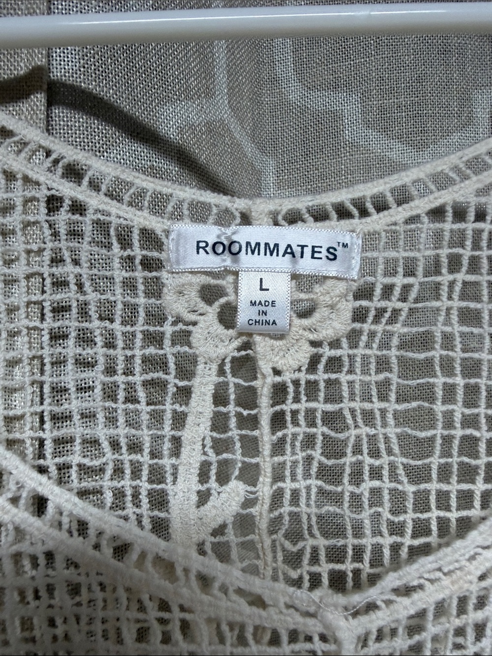 Roommates Cream Crochet Fringe Overlay Top large - Picture 3 of 6